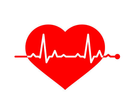 Icon heart with line heartbeat. heart rate. Line cardiogram heartのイラスト素材