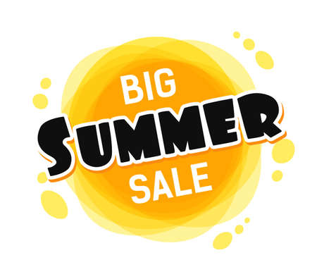 Bright Sale banner, template design with summer sun. Text Big Sale Summer.のイラスト素材