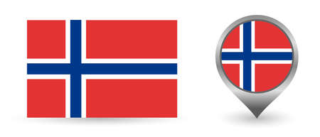 Vector flag Norwegian. Location point with flag Norway inside.のイラスト素材