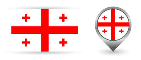 Vector flag Georgia. Location point with flag Georgia inside.のイラスト素材