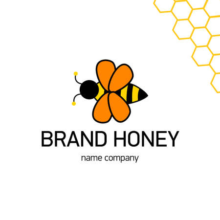 Orange Merry bee. Logo for honey producer company.のイラスト素材