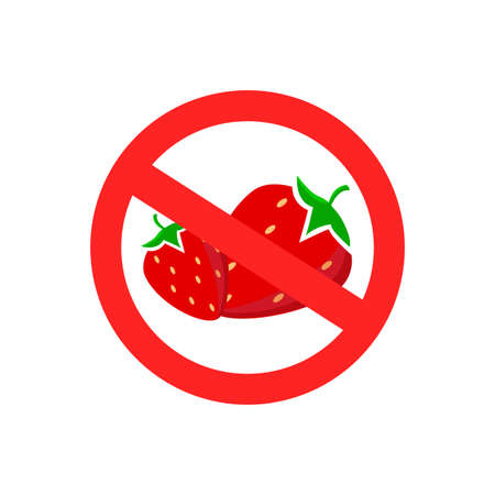 Sign No strawberry. Red stop sign fruit strawberry.のイラスト素材