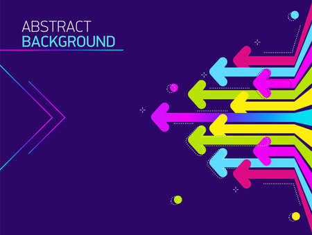 rainbow Arrows move to left. Bright Abstract purple backgroundのイラスト素材