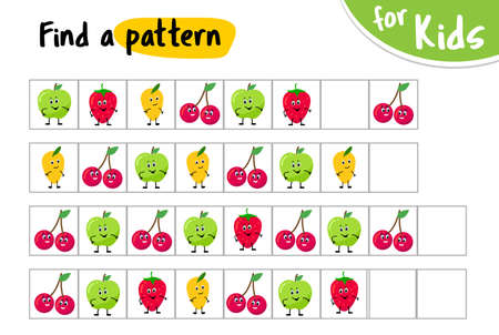 Find a pattern. Continue the sequence. kids game. educational game for small children.のイラスト素材