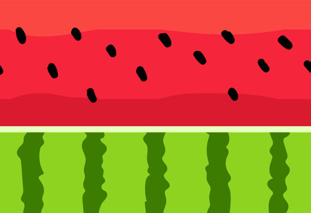 Watermelon texture seamless pattern. Abstract red summer background with seeds and green skin.のイラスト素材