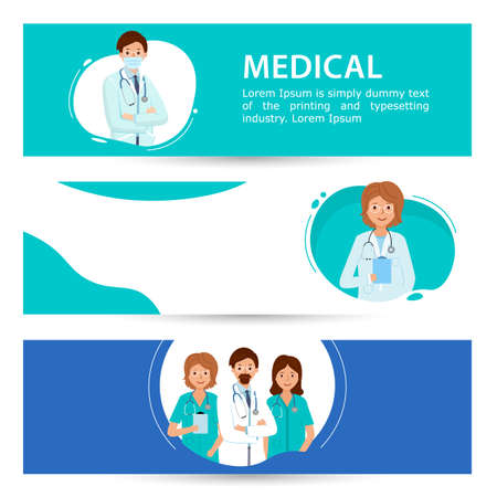 Medical banner with Group of doctors. Vector illustrationのイラスト素材