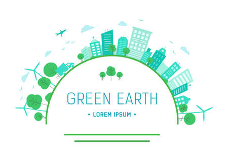 save Green earth. design with green buildings and tree. many trees in the city.のイラスト素材