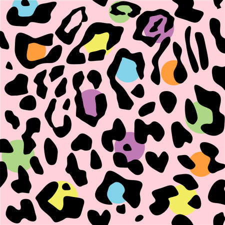 Exotic colorful leopard design hand drawn. fashion pattern, paper, fabric,のイラスト素材