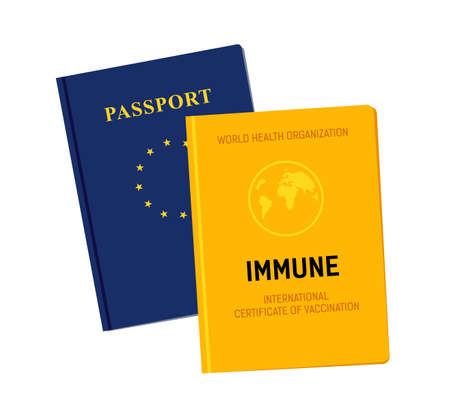 vaccination certificate against covid-19. Vaccine passport icon.のイラスト素材