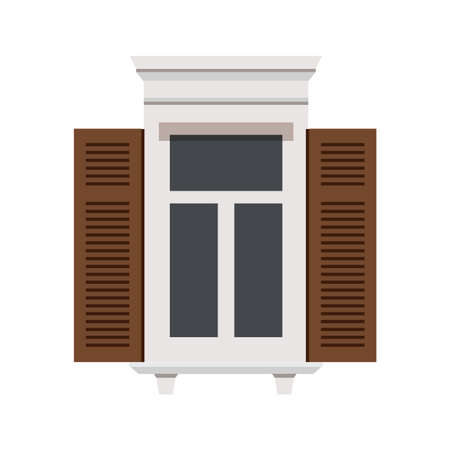 windows shutters. vector illustration. window close-up with arch. exterior elements.のイラスト素材