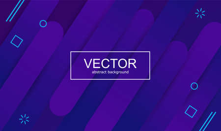 Banner with chaotic geometric shapes. Bright Blue geometric shapes and stripes on dark purpleのイラスト素材