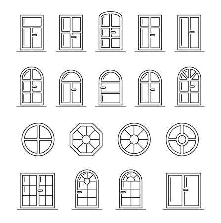 Set Windows line icon. Architecture elements. Linear icons isolated on white background.のイラスト素材