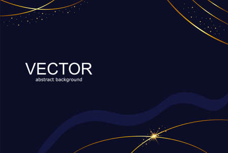 Vector abstract background. Dark background with golden thin linesのイラスト素材