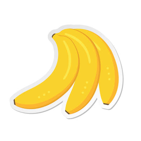 Sticker. Ripe banana clipart icon. flat vector illustration.のイラスト素材
