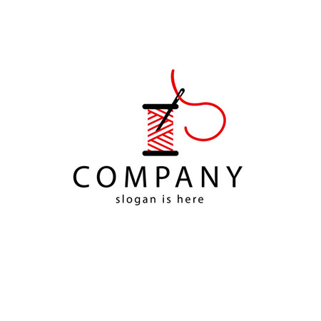 Red and black spool thread Logo. concept for embroidery or tailor business.のイラスト素材