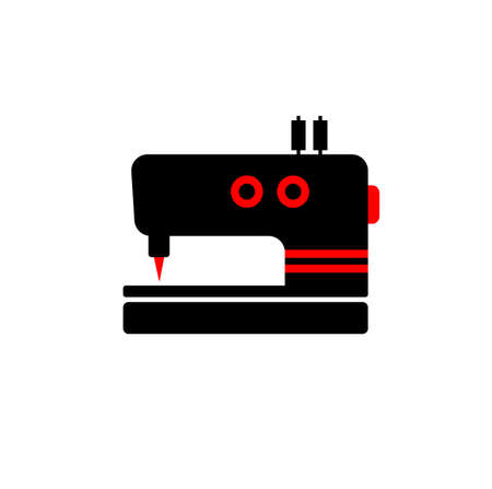 Red and black sewing machine for a tailor icon.のイラスト素材