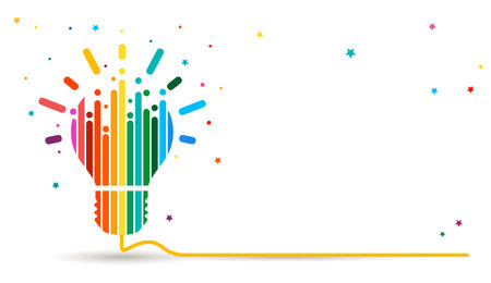 Rainbow abstract light bulb on white background. Banner light bulb ideaのイラスト素材