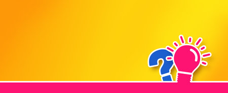 Glowing light bulb and Question mark. Color paper. yellow background.の写真素材