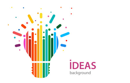 Rainbow abstract light bulb on white background. Banner light bulb ideaのイラスト素材
