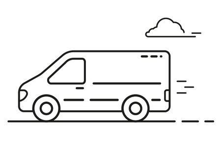 Vector icon of minibus. Transport linear style icon. Flatのイラスト素材