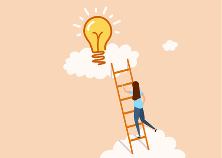 inspiration, idea and creativity. Woman. cloud. Vector illustrationのイラスト素材