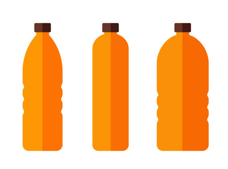 Set color bottles water. orange plastic bottles.のイラスト素材