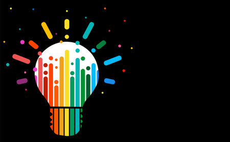 idea - light bulb. Rainbow abstract light bulb on a white background. creativeのイラスト素材
