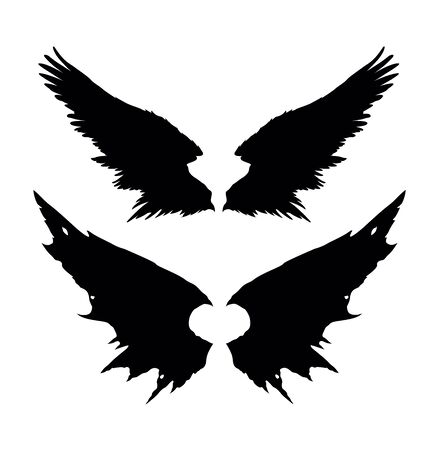 Wings of angel and devil. Vector.のイラスト素材
