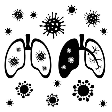 COVID-19 virus. Prevention of coronavirus. An icon that can be used as a web design template. Vector image of the respiratory tract.のイラスト素材