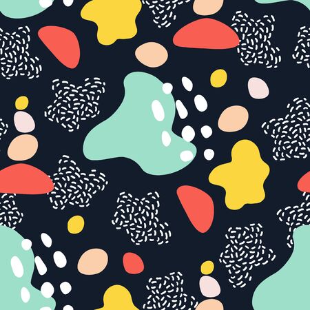 pattern with abstract colored spots on a blue backgroundの写真素材