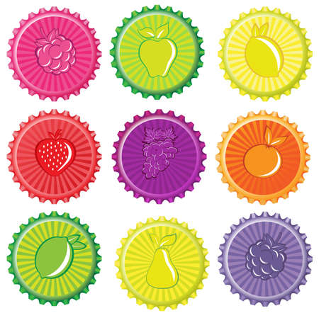 Glossy fruit bottle capsのイラスト素材