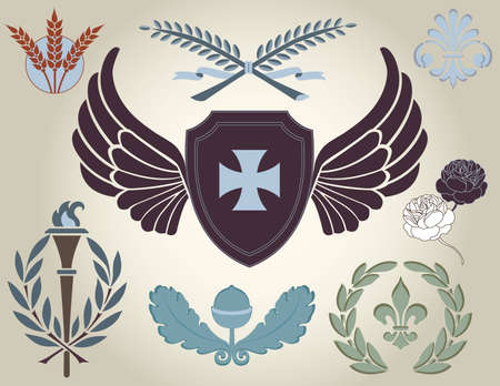 Crest and heraldry, design elementsのイラスト素材