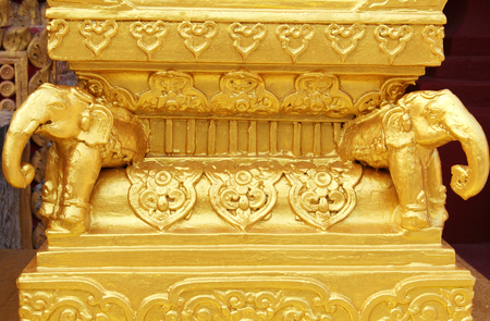 Traditional Thai style pattern decorative, stucco gold paint in temple,Thailand.の写真素材