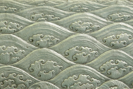 Decorative Art of Lanna Thai silver carving art on temple wall . Srisuphan temple , Chiang mai, Thailand , (Public area)の写真素材