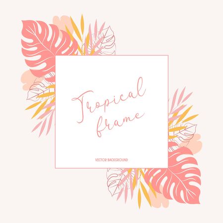 vector background with tropical leaves.Botanical backgroundのイラスト素材