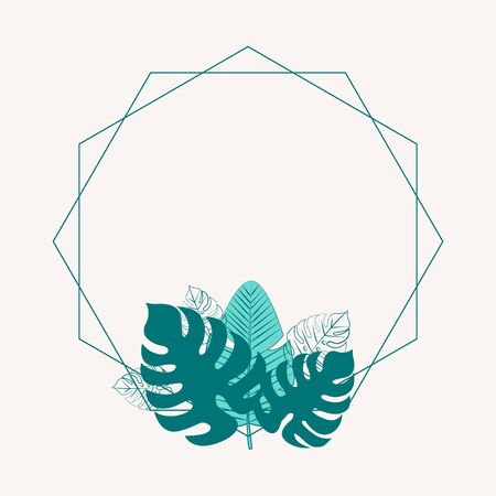 Vector background with tropical leaves. Tropical background. Tropical frameのイラスト素材