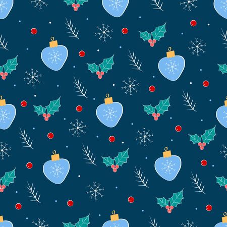 Christmas seamless pattern . Holidays background.Botanical pattern