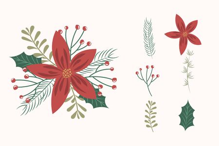 Christmas vector elements. Christmas botanicalのイラスト素材