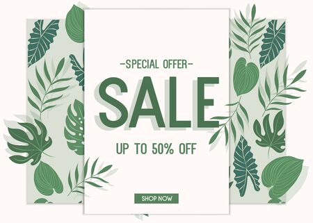 Tropical sale banner. Tropical web bannerのイラスト素材
