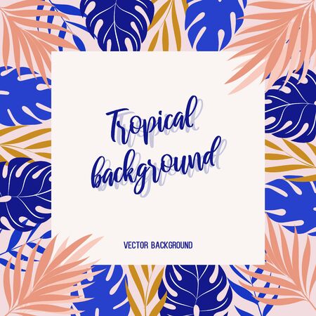 Tropical background. Vector background with tropical leavesのイラスト素材
