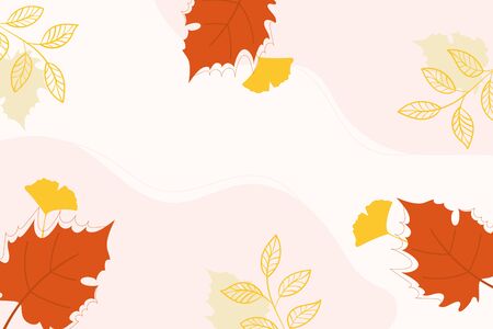 Modern autumn background with brown and green leaves.のイラスト素材