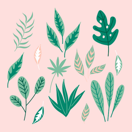 Modern tropical leaves.Botanical elements.Jungle leavesのイラスト素材