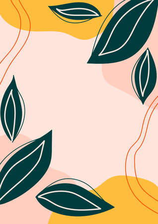 Modern botanical background with space for text. Floral banner template.のイラスト素材