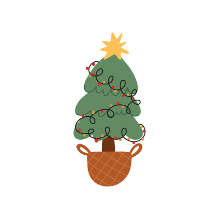 hand draw doodle christmas tree.Pine treeのイラスト素材