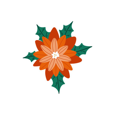 Hand draw Christmas floral elements.Winter plants.Decor for New Year and christmas.のイラスト素材