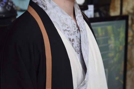 Details of the clothes and accessories of a mannequin at the Rome Fashion Week.の写真素材