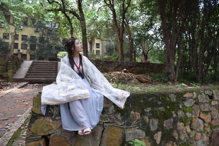 Vietnamese woman in traditional costumeの写真素材