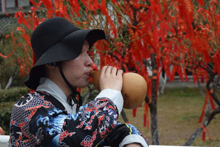 Japanese man in traditional clothes.の写真素材