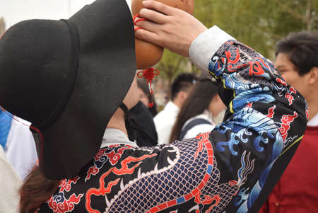 Traditional mexican celebration in the streets of Mexico Cityの写真素材