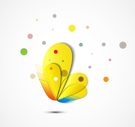  paper red and white butterflies with shadow backgroundのイラスト素材